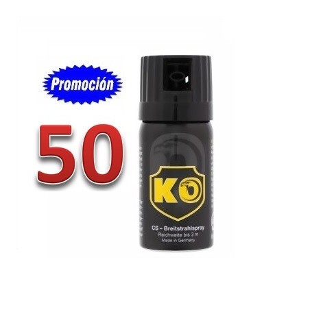 SPRAY DEFENSA PERSONAL CAJA DE 50 UNIDADES MODELO KO GAS CS 40 ML Y EFECTIVO CONTRA AGRESORES Y ANIMALES PELIGROSOS