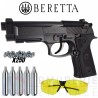 PAQUETE ELITE II CON PISTOLA BERETTA , GAFAS PROTECCION, LASER , 250 BOLAS ACERO, 5 CO2 Y MALETIN TRANSPORTE